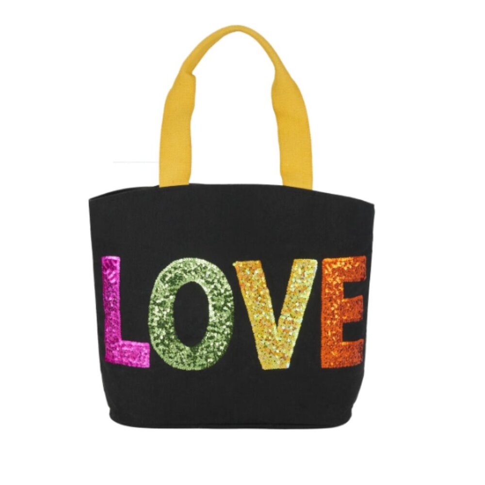 Tote Sequin "Love" 22" x 15" x 6" Black